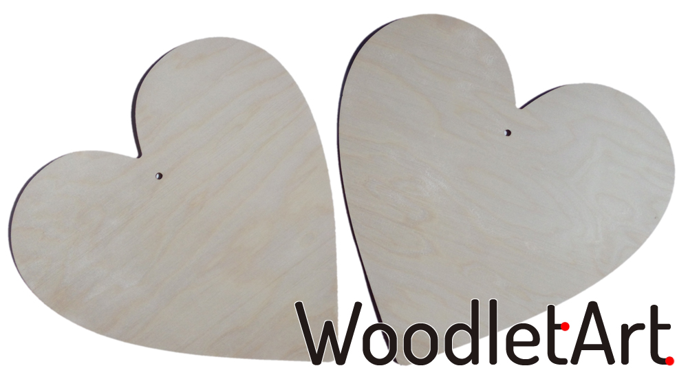 serca ze sklejki duże 35cm XXL wycinanki laserowe